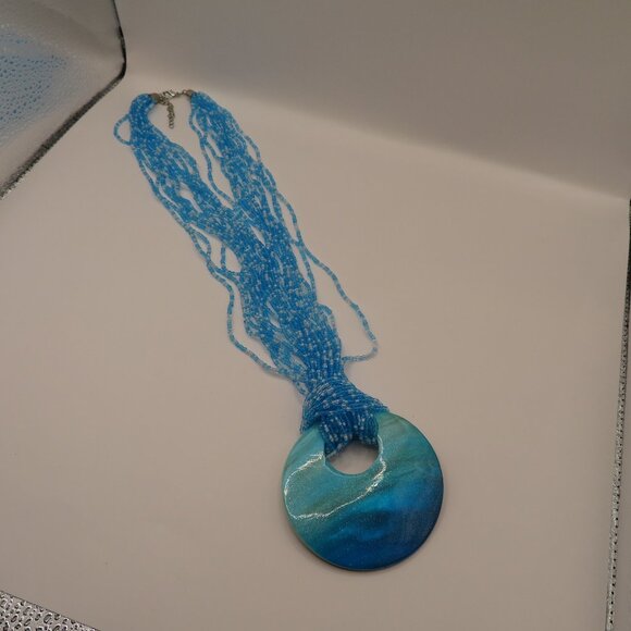 Light Blue Seed Bead Necklace - Picture 3 of 6